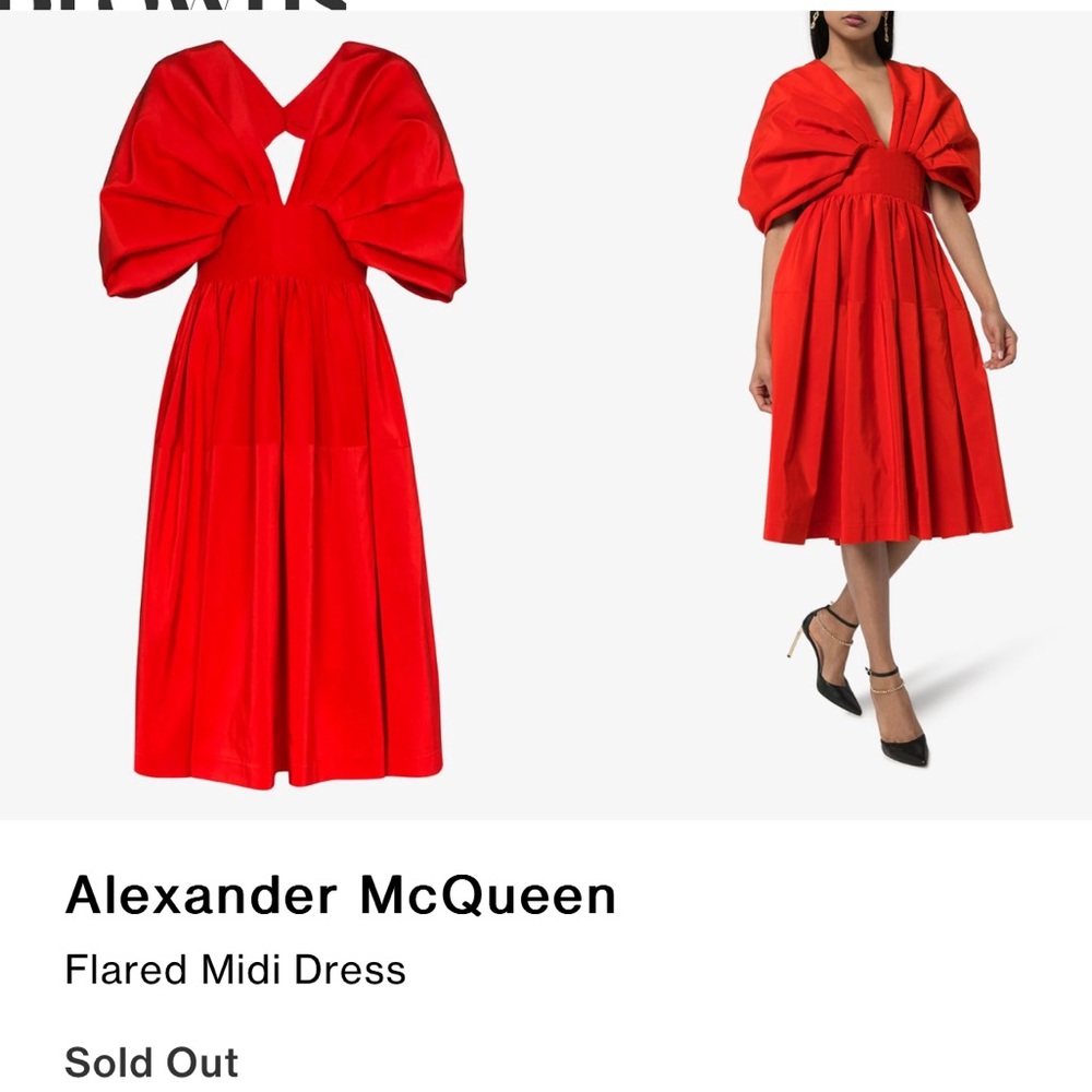 ALEXANDER MCQUEEN Cocoon Gown Dress In Valentine Red Size 8/10  M L Large 44 - Picture 3 of 16